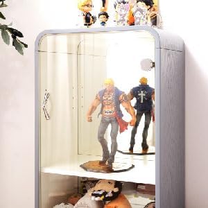 PaletteLife Figurine-Case, 4 Tiers, Green, Collection-Case, Mirror Backboard, Woodgrain, BLT-612GR