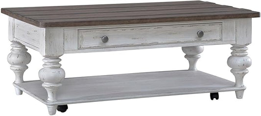 Liberty Furniture River Place Living Room Cocktail Table - Riverstone White & Tobacco