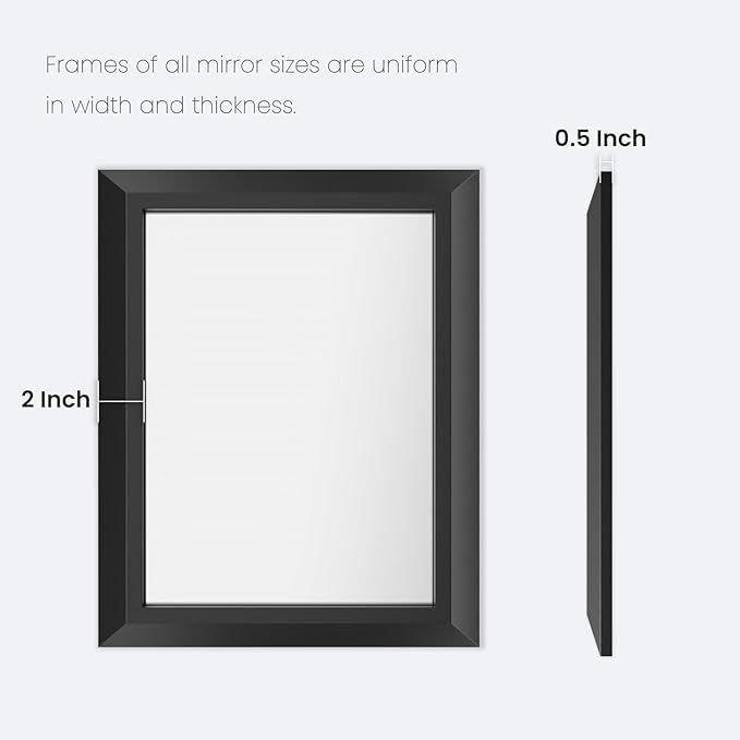 Amorho Black Bathroom Mirror, 55x32 Inch Thick Metal Framed Wall Mirrors for Over 2 Sinks, Bedroom, Living Room, Entryway, Large Rectangle Wall-Mounted Mirrors.