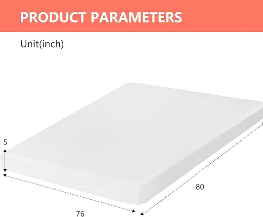 FDW | 5 Inch King Mattress | Medium Firm | Gel Memory Foam Mattress | White | Bed in a Box, CertiPUR-US Certified | Pressure Relief, Cooling Ventilated Foam | Washable Removable Cover