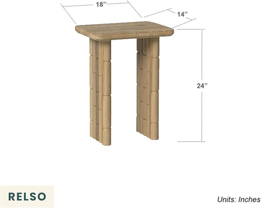 Bambos End Table | Sold Mango Wood Bedside Table, Natural Finish Side Table for Living Room, Bedroom, Entryway | Handcrafted Nightstand, Easy Assembly, Bamboo Inspired Legs, Compact, Boho Accent Table