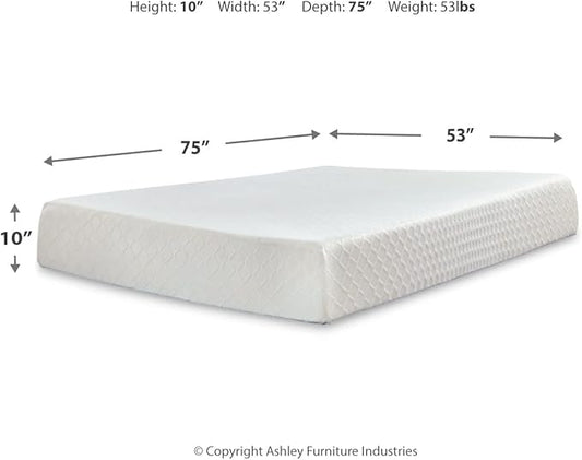 Signature Design by Ashley Full Size Chime 10 Inch Medium Firm Memory Foam Mattresswith Green Tea & Charcoal Gel for Pressure Relief, Fiberglass Free, Mattress In A Box