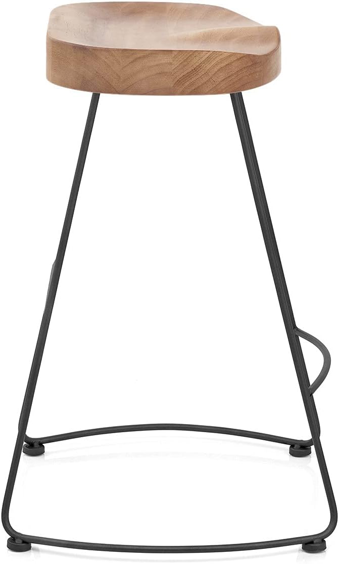 Set of 2 American Elegant Retro Country Style Bar Chair, Modern Fashion Simple Bar Stool, Mid Century Dining Wooden Chair High Stool, 26.8 inches(Black)