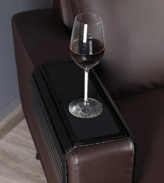GEHE Sofa Arm Tray Table for Couch Flexible/Foldable Sofa Tray Couch arm Table Perfect for Drinks Snacks Remote Control or Phone Great arm Tray for Couch armrest (Black)