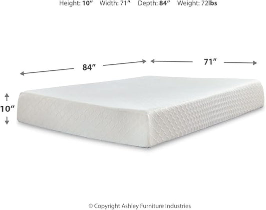 Signature Design by Ashley California King Size Chime 10 Inch Medium Firm Memory Foam Mattresswith Green Tea & Charcoal Gel for Pressure Relief, Fiberglass Free, Mattress In A Box