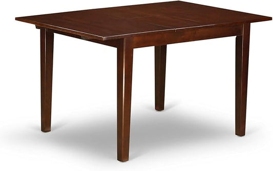 East West Furniture NOML5-MAH-LC 5 Piece Dinette Set for 4 Includes a Rectangle Dining Room Table with Butterfly Leaf and 4 Faux Leather Kitchen Dining Chairs, 32x54 Inch, Mahogany
