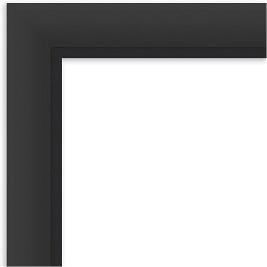 Amanti Art Black Bathroom Mirror for Over Sink, 28x34 Sloped Black Rectangle Vanity Mirror, Large Modern Contemporary Frame, Hangs Horizonally and Vertically, Bathroom Wall Decor, Beveled Edge