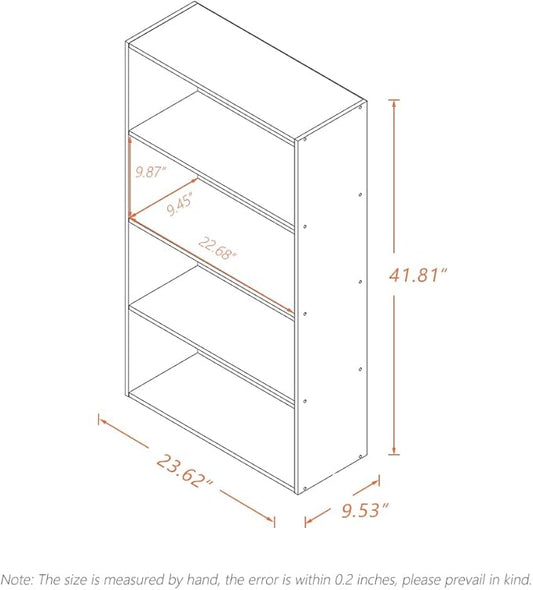 Basic Open Shelf Bookcase - 4-Tier Wooden Cube Storage Shelves Split Bookshelf, Oak