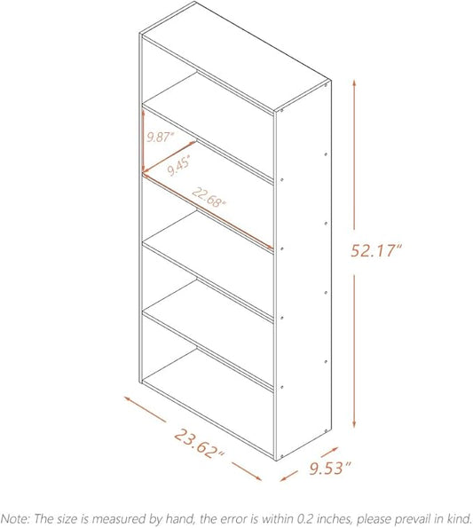 Basic Open Shelf Bookcase - 5-Tier Wooden Cube Storage Shelves Split Bookshelf, Oak