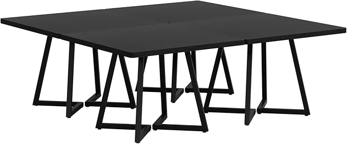 Tribesigns Square Dining Table for 8, 31.5" Industrial Dinner Table with Metal Base, Kitchen Table for Dining Room, Small Space, Apartment, Black