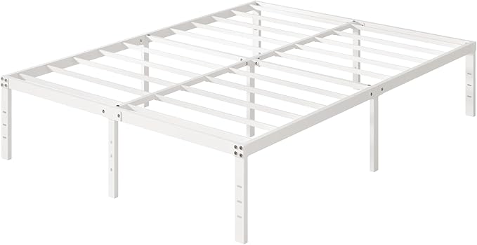 16 Inch White King Bed Frame Heavy Duty Metal Platform King Size Bed Frames with High Storage, Eassy Assembly 3,500 lbs Heavy Duty Bedframes