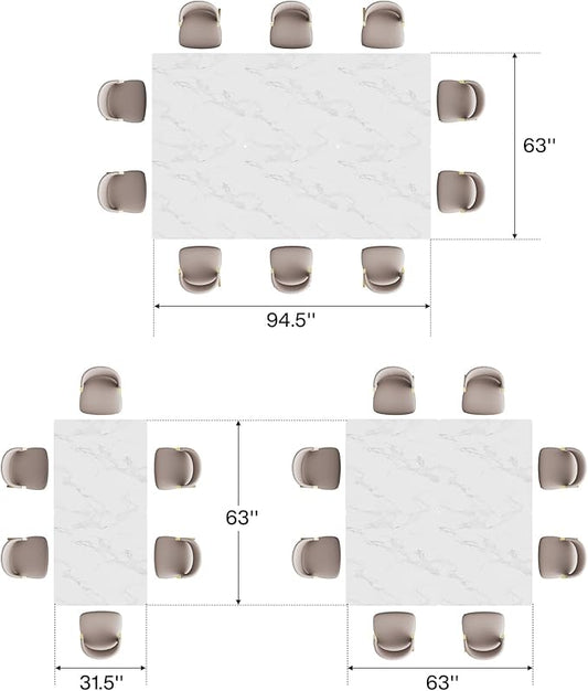 Tribesigns Square Dining Table for 6, 31.5" Modern Dinner Table with Metal Base, Kitchen Table for Dining Room, Small Space, Apartment, White & Gold