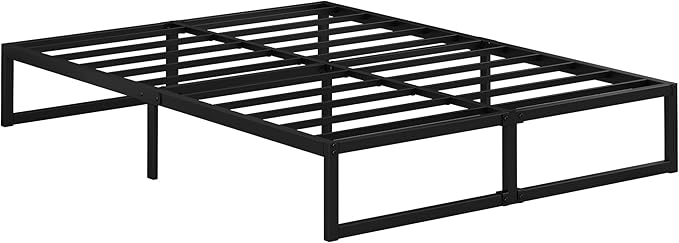 EMODA 12 Inch King Size Bed Frame No Box Spring Needed, Heavy Duty Metal Platform with Steel Slats, Noise Free, Easy Assembly, Black