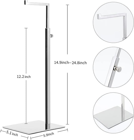2 Pack Handbag Display Stands, Silver Purse Holder Display Stands, Adjustable Height Stainless Steel Hanger Rack for Retail Closet Vendors Display Luxury Bag Handbags Jewelry