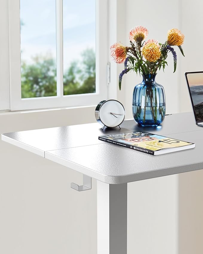 ErGear Height Adjustable Electric Standing Desk, 63 x 28 Inches Sit Stand up Desk, Large Memory Computer Home Office Desk with Two-Piece Desktop (White)