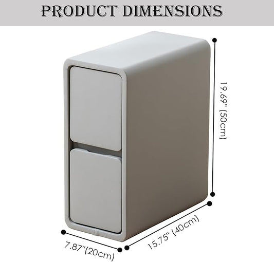 Narrow Nightstand, Solid Wood Night Stand for Small Spaces, Couch, Gray Color 7.87in Wide