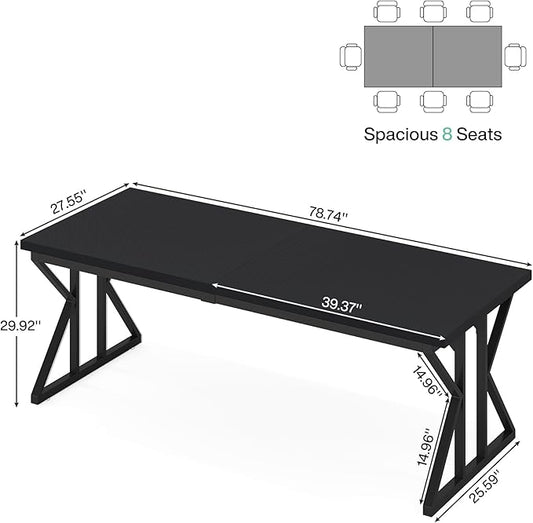 Tribesigns 78.7-Inch Executive Desk, Large Computer Office Desk Workstation, Modern Simple Style Laptop Desk Study Writing Table Business Furniture for Home Office (Black, 78.7 Inch)