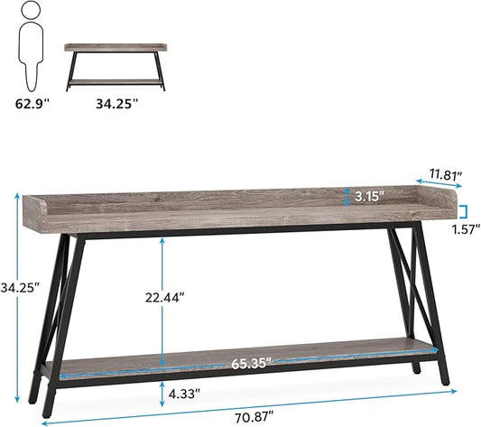 Tribesigns 70.9 inch Extra Long Console Table Behind Couch, Rustic Industrial Sofa Table for Living Room, Narrow Entryway Hallway Long Bar Table (Grey)