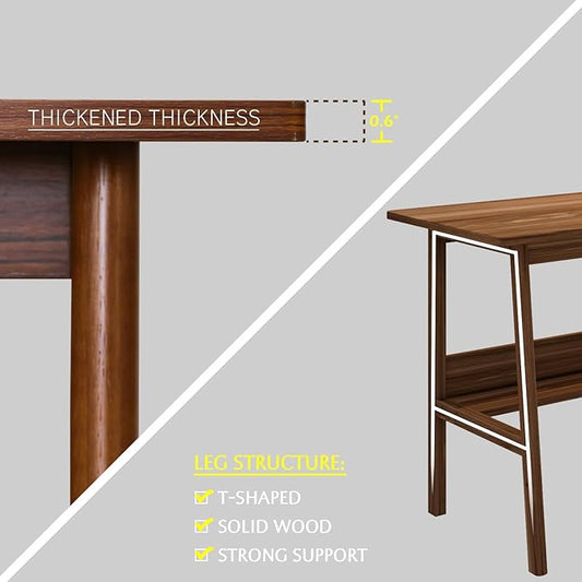 2-Person Writing Desk with Bookshelf - 94" Wooden Extra Long Home Office Work Table, Double Study Computer Workstation with Storage Shelves in Walnut, 94" W x 24" D