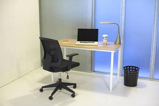 Safco Simple Design Table Desk with Sled Base, , Beech Top White Legs (1943BHWH)