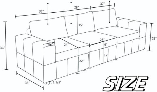 Sectional Couches for Living Room, 103″3 Seater Cloud Couch, Modern Comfy Sectional Sofa with Deep Seats for Bedroom, Office, Small Space, Brown