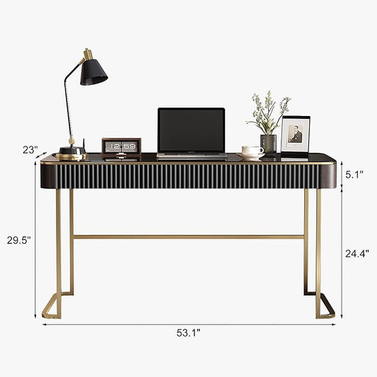 Lartis Makeup Vanity no Mirror with Built-in Outlet Home Office Desk Computer Desk for Makeup Working Studying Intelligent Socket with USB Port