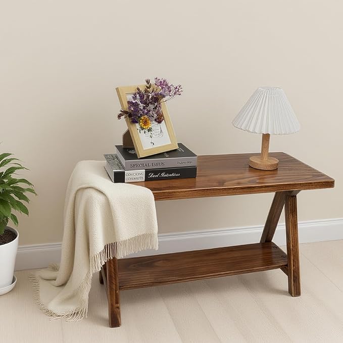 Solid Wood Entryway Bench,Farmhouse Bench for Entryway, Small Wood Benches Indoor for Bedroom, Hallway, Low Bench 30''