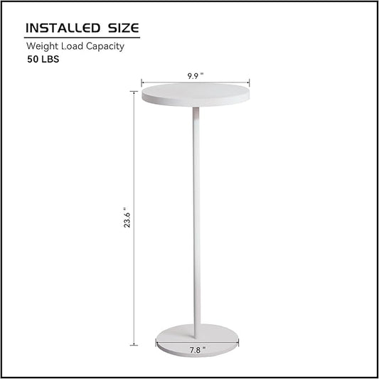Small Side Table, Metal Round Drink Table, Desktop Diameter 9.99“ for Living Room Bedroom Small Spaces Sofa Couch Chair, White