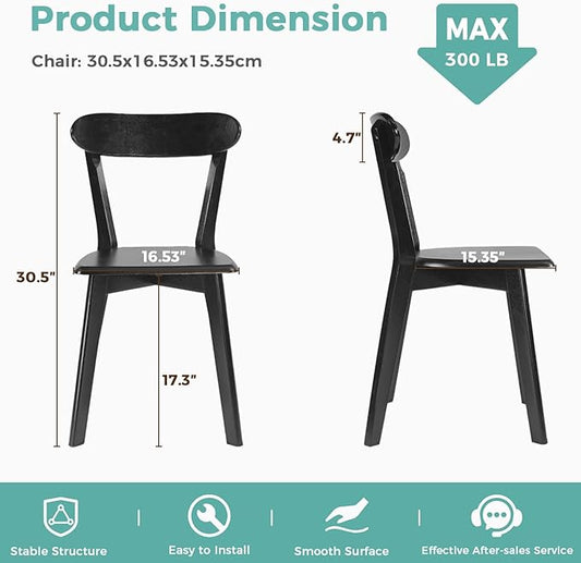 Solid Wood Dining Chairs Set of 6, Wooden Dining Room Chairs for Whole Family Use, Farmhouse Kitchen Chairs Set Suitable for Dining Room, Living Room, Black