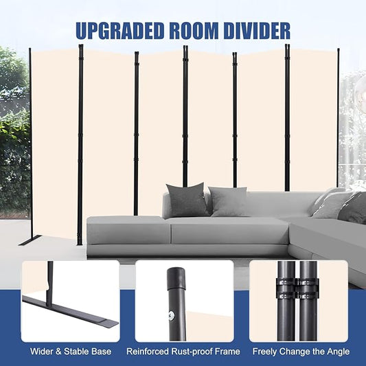 Room Divider and Folding Privacy Screens, 6 Panel Wide Room Divider Wall Screen for Room Separtition, Partition Room Dividers Fabric Panel Wall Dividers Freestanding for Office, Bedroom, Studio Dorm