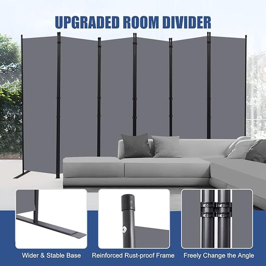Room Divider and Folding Privacy Screens, 6 Panel Wide Room Divider Wall Screen for Room Separtition, Partition Room Dividers Fabric Panel Wall Dividers Freestanding for Office, Bedroom, Studio Dorm