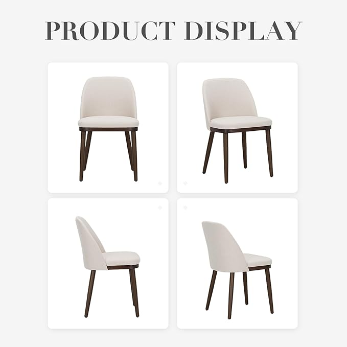 COLAMY Upholstered Dining Chairs Set of 6, Modern Kitchen Chairs with Back, Fabric Side Chair with Wood Legs for Dining Room Kitchen Restaurant, Beige
