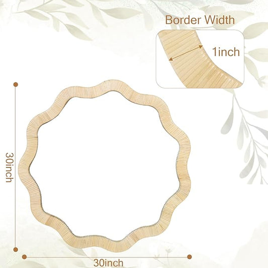 ULIKE Rattan Mirror for Wall, Bathroom 30 Inch Rustic Farmhouse Wall Decor with Handmade Wicker Frame, Boho Woven Mirror for Nursery Bedroom Living Room Entryway