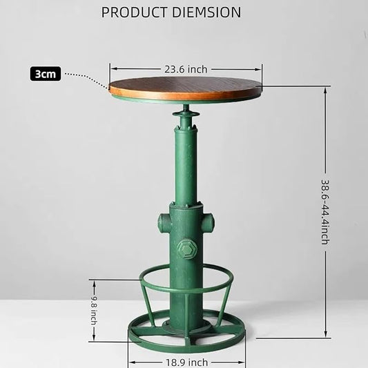 Farmhouse Bistro Bar Table Vintage Round Pub Table Industrial Coffee Table Breakfast Dinner Table for 2-3 People 38.6-44.4inch Height Adjustable Swivel Wooden Table Top