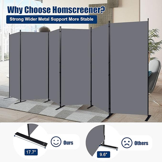 Room Divider 6FT Portable Room Dividers and Folding Privacy Screens, 204'' W Fabric Divider for Room Separation, 6 Panel Partition Room Dividers Freestanding Wall Divider Screen for Dorm Studio Office