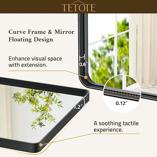 TETOTE Black Bathroom Mirror 30 x 30 Matte Black Metal Framed Vanity Mirror, Tempered Glass, Wall Mounted for Bathroom, Entryway, Bedroom, Living Room(Horizontal/Vertical)