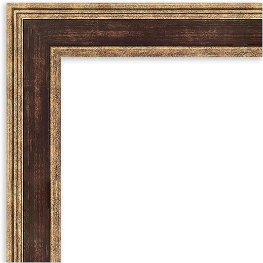 Amanti Art Bronze Bathroom Mirror for Over Sink, 26x22 Ridge Light Bronze Rectangle Vanity Mirror, Small Traditional Frame, Hangs Horizonally and Vertically, Bathroom Wall Decor, Beveled Edge