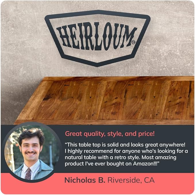 Reclaimed Wood Table Top - Rustic Recycled Solid Wooden Piece Perfect for Signs, Counters, Kitchens Table Tops (Reclaimed Wood Tabletop with Breadboard Ends, 30" x 42")