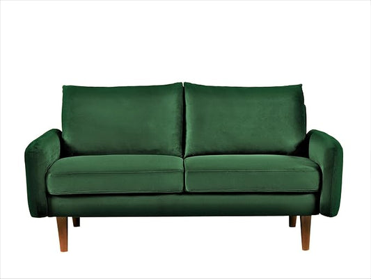 Container Furniture Direct Kent Velvet Loveseat Sofa for Modern Living Rooms and Compact Spaces, Comfy 2 Seater Couch Studio Apartment Furniture with Sleek Design, Green