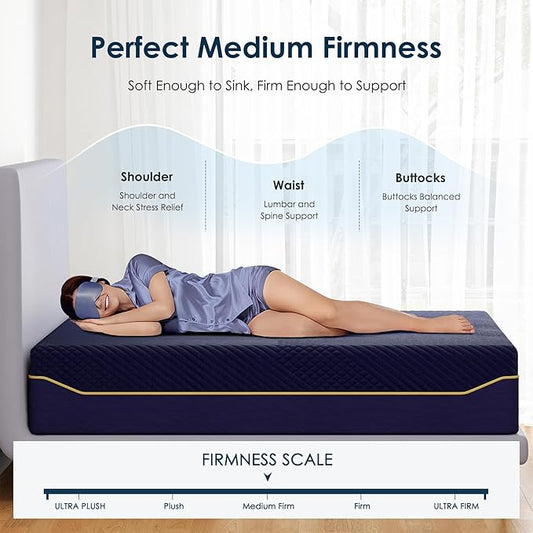 SDHYL King Mattress, 10 Inch Gel Infused Memory Foam Mattress for Good Sleep, Bed in a Box Mid Firm CertiPUR-US Certified & Fiberglass Free, Washable Cover, 80"*76"