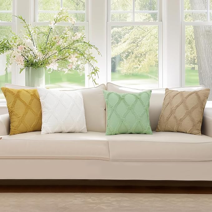decorUhome Throw Pillow Covers 26x26 Inch Set of 2, Soft Plush Faux Fur Wool Sage Green Couch Pillow Covers, Decorative Neutral Pillow Cases for Bed Sofa Living Room Home Decor