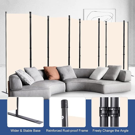 Room Divider and Folding Privacy Screens, Large 8 Panel Room Divider Wall Screen for Room Separtition, Partition Room Dividers Panel, Portable Fabric Wall Divider Room Separator for Office, School