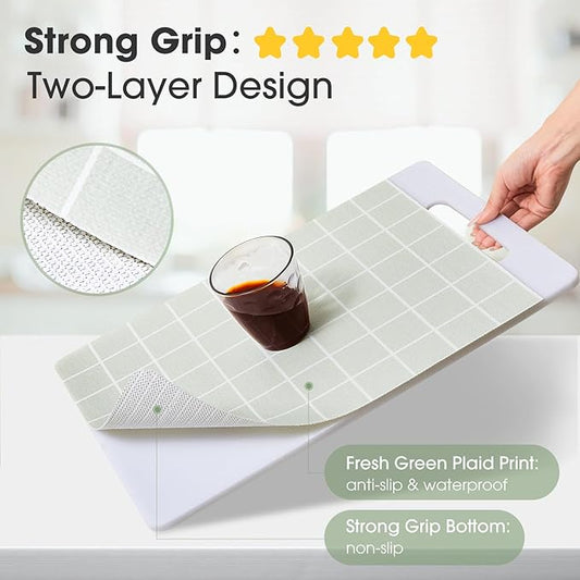 Beautysaid Shelf and Drawer Liner for Kitchen Cabinet, Non Adhesive Non Slip Shelf Paper Waterproof Washable Thickened for Dresser Pantry Shelve Bathroom Protector Liner(Light Green,18 in x 10 FT)