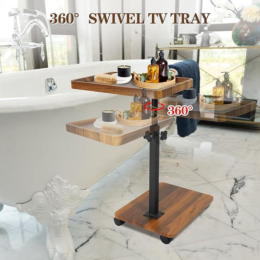 C Table Side Table End Table Adjustable Height,C Shaped End for Couch,Snack Tables,360°Swivel TV Tray Sofa Table, for Small Spaces,Side Tables Living Room and Bedroom for Sofa, Bed,Chair