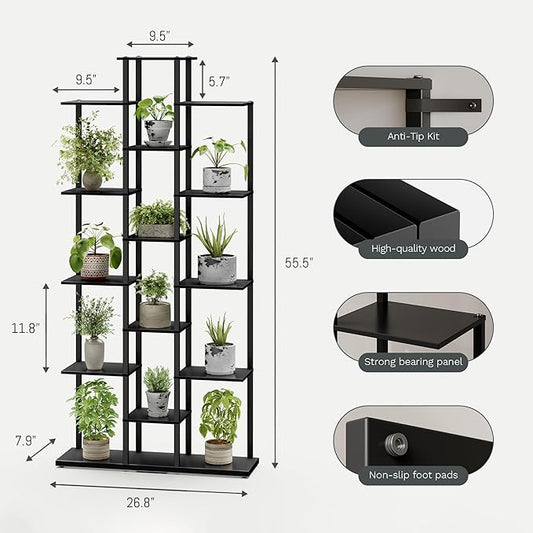 Bookshelf,Small Bookcase for Small Space,6-Tier Bookshelf for Living Room, Home Office, Study,7.87 x 26.77 x 55.5 Inches,Black