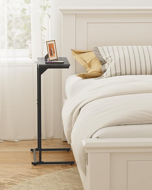 TUTOTAK C Shaped End Table, Small Side Table, Set of 2, 28.7 inch Tall Couch Table, Sofa Table, Living Room, Bed Room, Charcoal Grey TB01BY0712