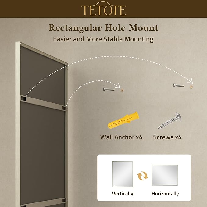 TETOTE Brushed Nickel Bathroom Mirror 16" x 20" Rectangle Beveled Frame Bathroom Vanity Mirror for Over Sink Brushed Nickel, Tempered Glass, Stronger Frame, Modern Farmhouse Bedroom, Entryway
