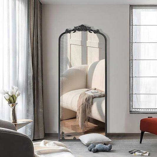 AIXI HOME Arched Black Antique Full Length Wall Mirror 22"x65", Arendahl Elegant Floor Vintage Mirror with Ornate Matel Frame, Baroque Inspired Home Decor for Bedroom/Living Room/Hallway