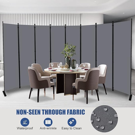 Room Divider and Folding Privacy Screens, 8 Panel Wide Room Divider Wall Screen for Room Separtition, Partition Room Dividers Fabric Panel Wall Dividers Freestanding for Office, Bedroom, Studio Dorm