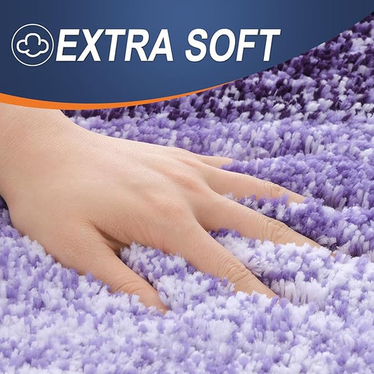 OLANLY Bathroom Runner Rugs 47x24, Extra Soft Absorbent Microfiber Bath Rugs, Rubber Backing, Quick Dry, Machine Washable Bath Mats for Bathroom Floor, Tub and Shower, Home Decor Accessories, Violet